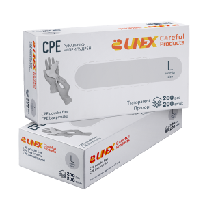 CPE рукавички прозорі UNEX Medical Products