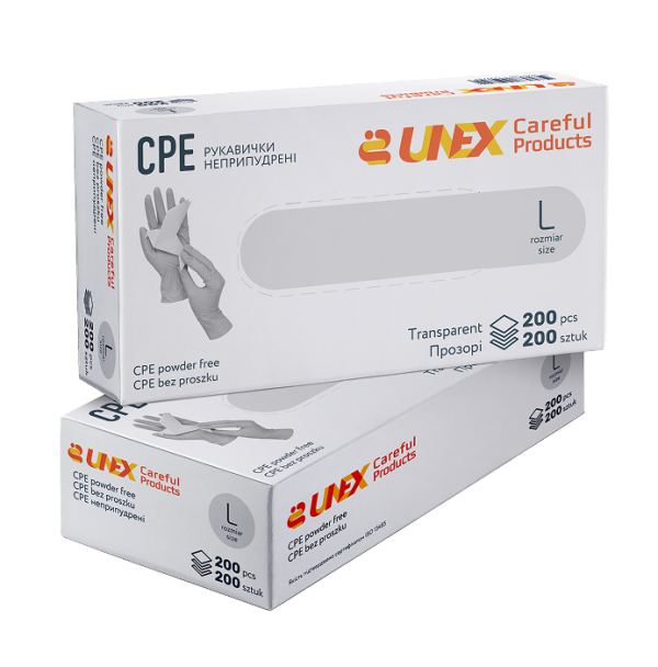 CPE рукавички прозорі UNEX Medical Products