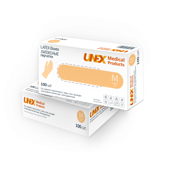 Латексні білі без пудри UNEX Латексні рукавички білі без пудри UNEX Careful Products