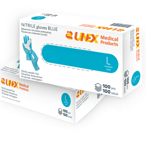 Нітрилові рукавички блакитні UNEX Careful Products