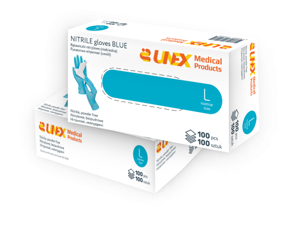Нітрил блакитний 4г UNEX Нітрилові рукавички блакитні UNEX Careful Products