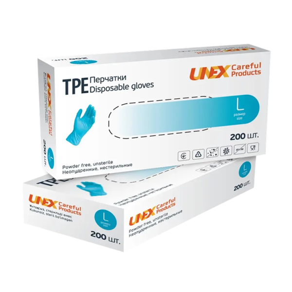 TPE блакитні UNEX TPE рукавички блакитні UNEX Medical Products